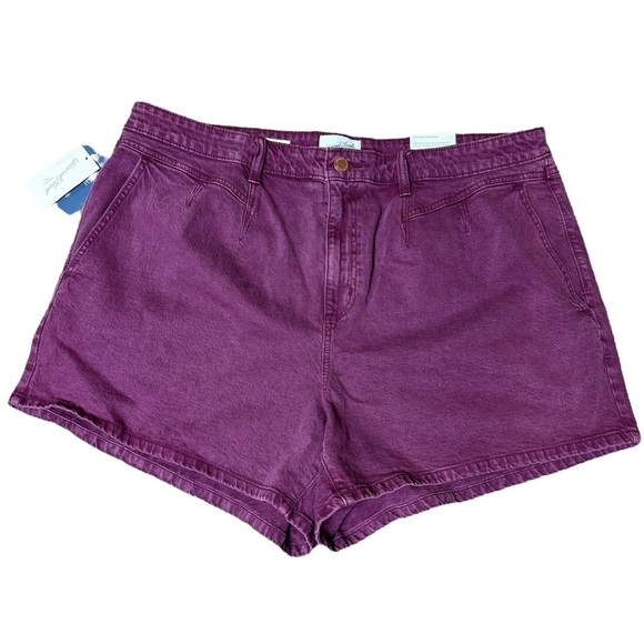 NWT Universal Thread High Rise Midi Purple Denim Shorts Vintage Stretch Size 20W - Picture 1 of 12